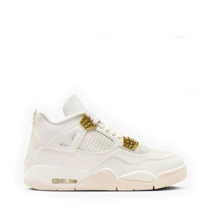 NIKE Air Jordan 4 Retro Womens-Size 8, Sail/Metallic Gold-black