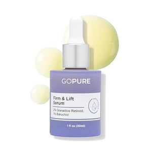 goPure Actives Firm & Lift Serum - Anti-Aging Serum with Retinol for more Smooth, Even-Texture and Glowing Skin, and Antioxidant Bakuchiol for Collagen Support and Firmer-Looking Skin - 1 fl oz