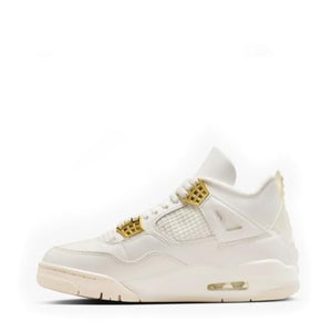 NIKE Air Jordan 4 Retro Womens-Size 8, Sail/Metallic Gold-black