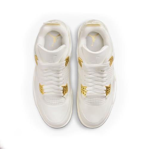 NIKE Air Jordan 4 Retro Womens-Size 8, Sail/Metallic Gold-black