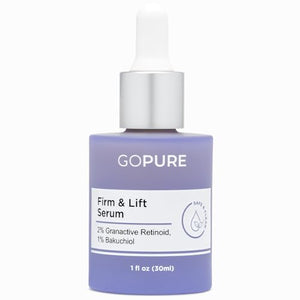 goPure Actives Firm & Lift Serum - Anti-Aging Serum with Retinol for more Smooth, Even-Texture and Glowing Skin, and Antioxidant Bakuchiol for Collagen Support and Firmer-Looking Skin - 1 fl oz