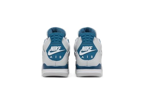 Nike Mens Air Jordan 4 Retro Basketball Shoe, OFF WHITE/MILITARY BLUE-NEUTRAL GREY, 8.5 UK (9.5 US)