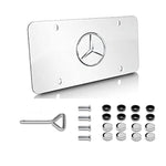 FASOHJ 3D Chrome Stainless Steel Front License Plate for Mercedes Benz- Perfect for American Standard Size, Includes Matching Screw Caps(Sliver), FR08, Black