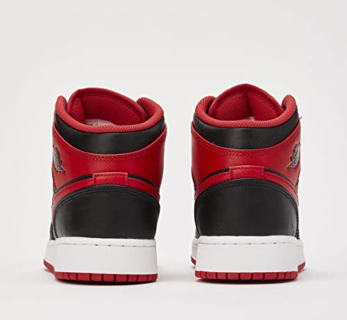 Nike Juniors Air Jordan 1 MID (GS), Black/Fire Red-White, Size 7 Big Kid