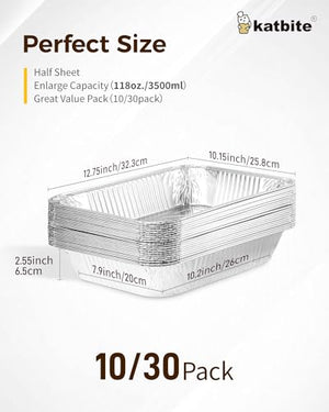 katbite Heavy Duty 9x13 Aluminum Pans (30-Pack) - Premium Disposable Deep Steam Table Foil Baking Pans for Cooking, Heating, Storing & Prepping Food