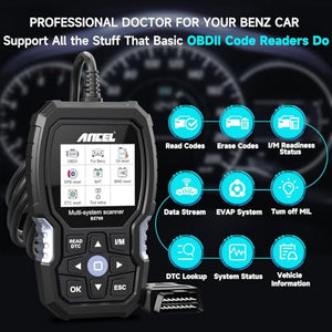 ANCEL BZ700 OBD2 Scanner fit for Mercedes Benz Sprinter Smart,Full System Car Code Reader Diagnostic Tool with All Reset Services, Battery Registration ABS Bleed Airbag EPB Oil SAS TPS CKP Active Test