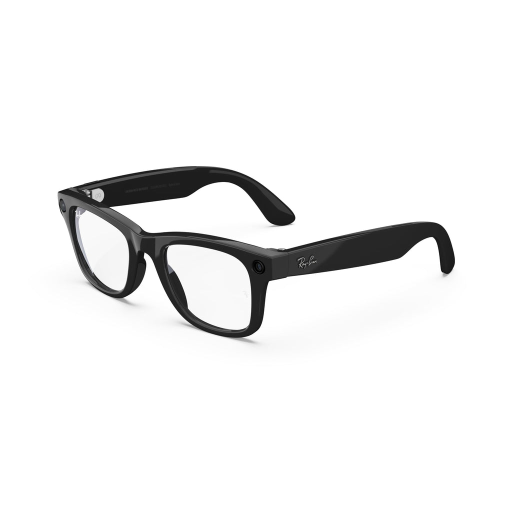 Meta Ray-Ban Smart Glasses, Wayfarer, Shiny Black/Clear, Regular