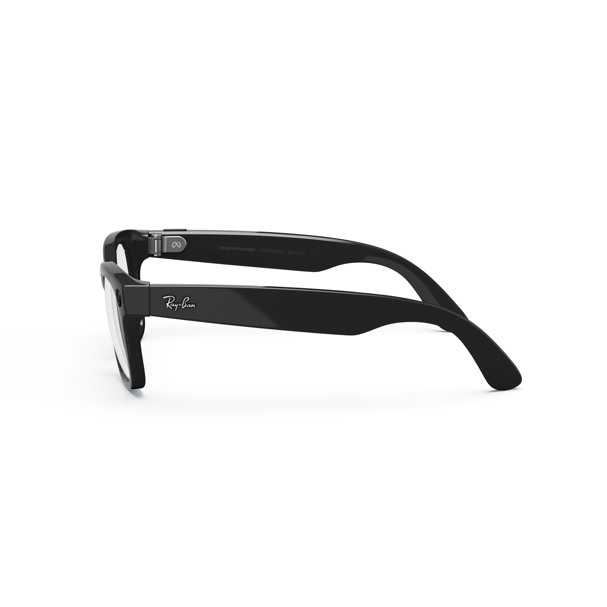 Meta Ray-Ban Smart Glasses, Wayfarer, Shiny Black/Clear, Regular