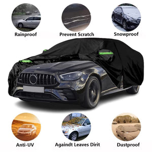 Qnmittry Waterproof Car Covers Compatible with 2006-2024 Mercedes Benz E-Class E300 E350 E400 E450, All Weather Custom-fit Car Cover with Zipper Door for Rain Snowproof UV Windproof