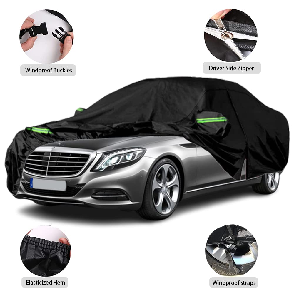 LTDNB Waterproof Car Covers Compatible with 2006-2024 Mercedes Benz S-Class S250 S300 S350 S400 S450, All Weather Custom-fit Car Cover with Zipper Door for Rain Snowproof UV Windproof