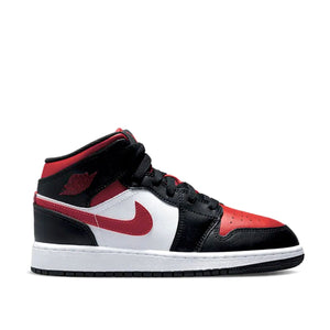 Jordan Boy's Air 1 Mid GS Sneaker, Black/Fire Red-white, 6.5 Big Kid