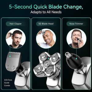 5D Head Shavers for Bald Men, kensen Magnetic Head Shaver LED Display Wet & Dry Bald Head Shavers for Men, IPX6 Waterproof Head Shavers for Men with USB-C Charge