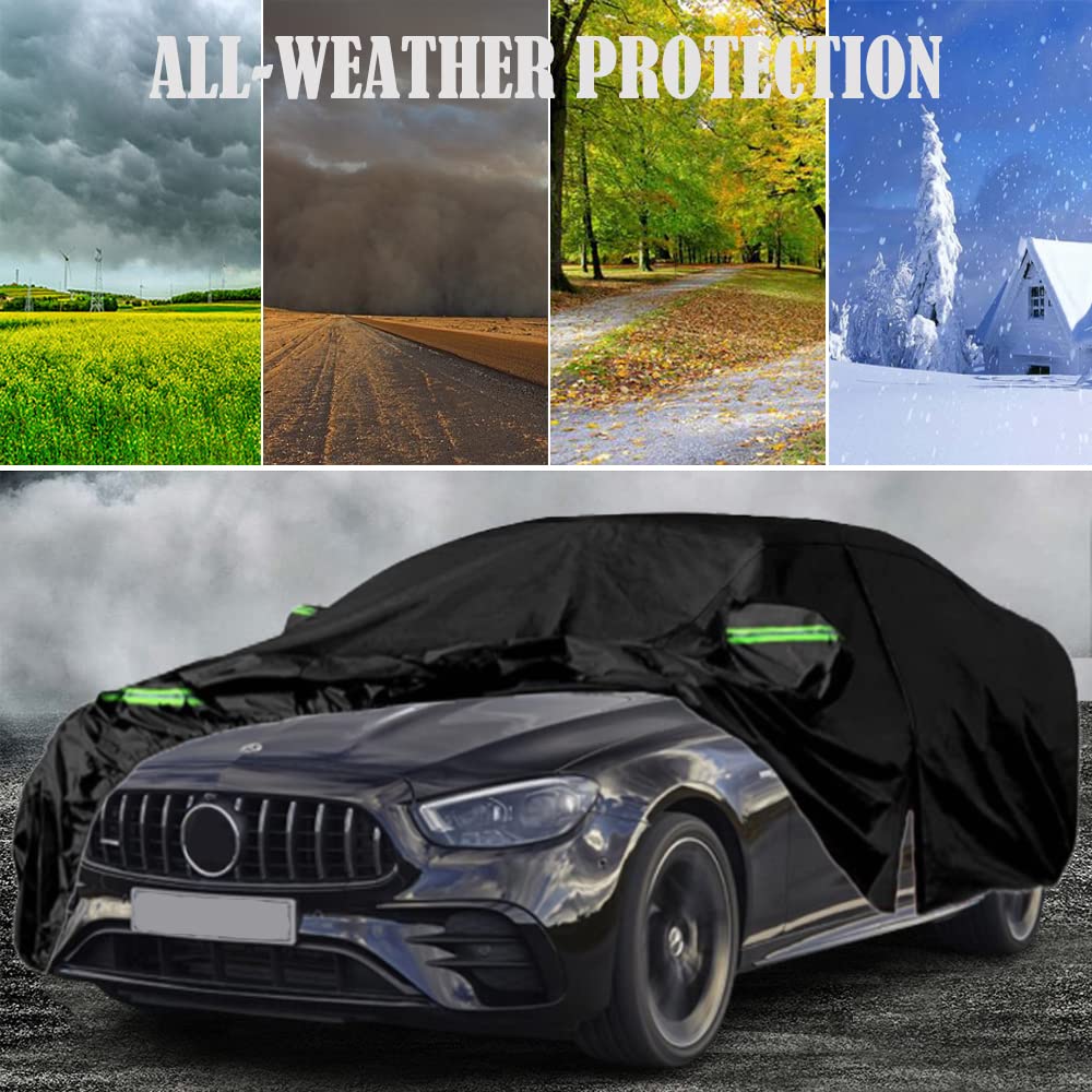 Qnmittry Waterproof Car Covers Compatible with 2006-2024 Mercedes Benz E-Class E300 E350 E400 E450, All Weather Custom-fit Car Cover with Zipper Door for Rain Snowproof UV Windproof