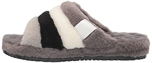 UGG Men's Fluff You Stripes Slipper, Dark Grey Multi, 9