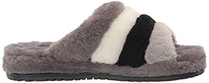 UGG Men's Fluff You Stripes Slipper, Dark Grey Multi, 9