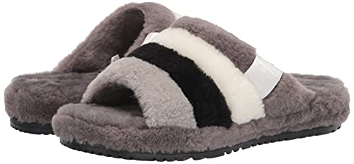 UGG Men's Fluff You Stripes Slipper, Dark Grey Multi, 9