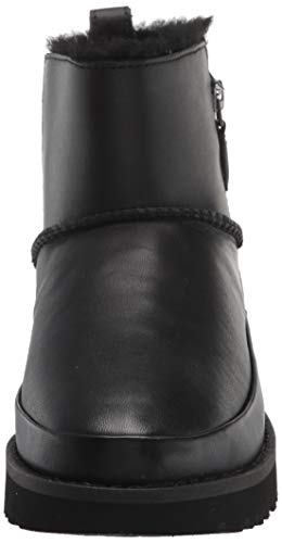 UGG womens Classic Zip Mini Ankle Boot, Black Leather, 8 US