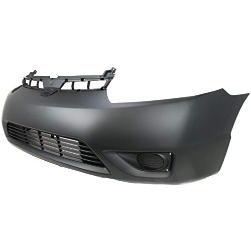 Front Plastic Bumper Cover Fascia for 2006-2008 Honda Civic Coupe DX-G EX LX Si Coupe 06-08. New, Primed and Ready for Paint. with Fog Light Holes. HO1000237 04711SVAA90ZZ 2007