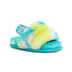 UGG Girls T Fluff Yeah Slide Marble Slipper, Oasis Blue/Sulphur, 10 Toddler