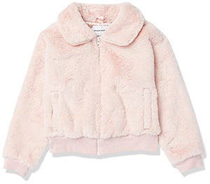 Amazon Essentials Girls' Faux Fur Jacket, Mauve, Medium