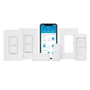 Lutron Caseta Deluxe Smart Switch Kit | Works with Alexa, Apple HomeKit, and the Google Assistant | P-BDG-PKG2WS-WH | White