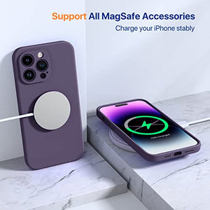 Miracase Designed for iPhone 14 Pro Max Case, with 2 Pack Screen Protectors,[Upgraded Enhanced Camera Protection],Shockproof Liquid Silicone Case with Microfiber Lining,6.7 inch(Dark Purple)