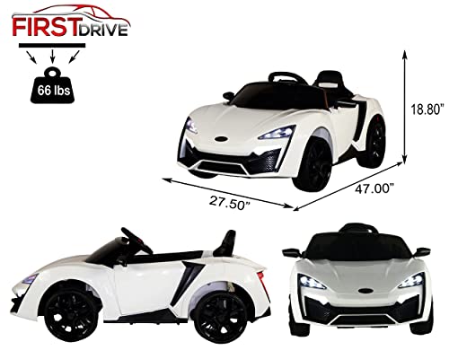 First Drive Lykan Hypersport Style Ride On Electric Car - 12v Power Motorized Kids Cars-White