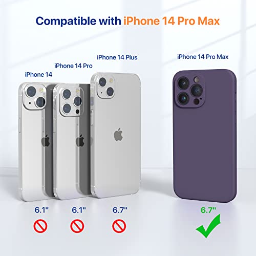 Miracase Designed for iPhone 14 Pro Max Case, with 2 Pack Screen Protectors,[Upgraded Enhanced Camera Protection],Shockproof Liquid Silicone Case with Microfiber Lining,6.7 inch(Dark Purple)