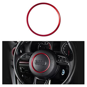 LECART Red Steering Wheel Emblem Logo Cover Sticker for Audi Car Accessories A3 A4 A5 A7 Q3 Q4 Auto Interior Badge Decor Trim