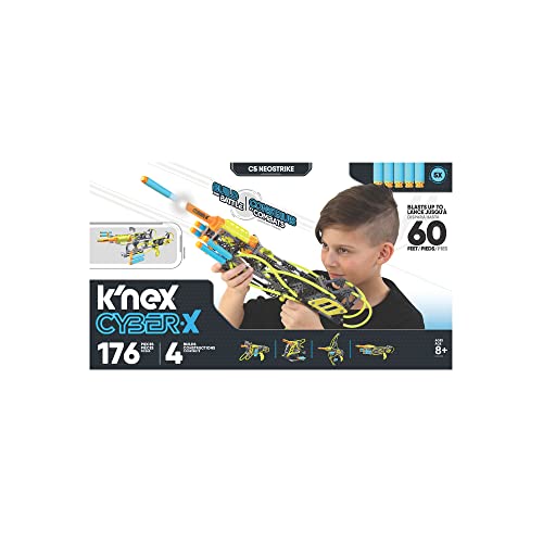 K'NEX Cyber-X C5 Neostrike - Blasts up to 60 ft - 176 Pieces, 4 Builds, Targets, 5 Darts - Great Gift Kids 8+