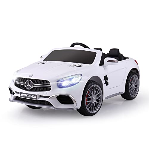 TOBBI 12V Licensed Mercedes Benz Kids Car Electric Ride On Car Motorized Vehicle with Remote Control, 2 Powerful Motors, LED Lights, MP3 Player/USB Port/TF Interface, White