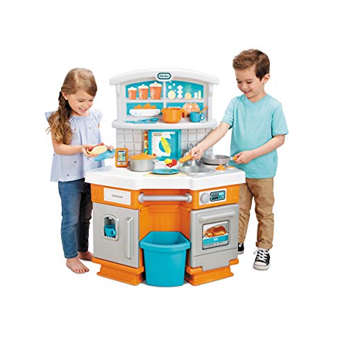 Little Tikes Home Grown Kitchen - Role Play Realistic Kitchen Real Cooking & Water Boiling Sounds Kitchen Accessories Set for Girls Boys - Multicolor