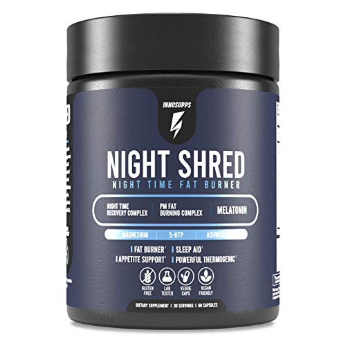 Inno Supps Night Shred - Night Time Fat Burner and Natural Sleep Support - Appetite Suppressant and Weight Loss Support (60 Vegetarian Capsules)