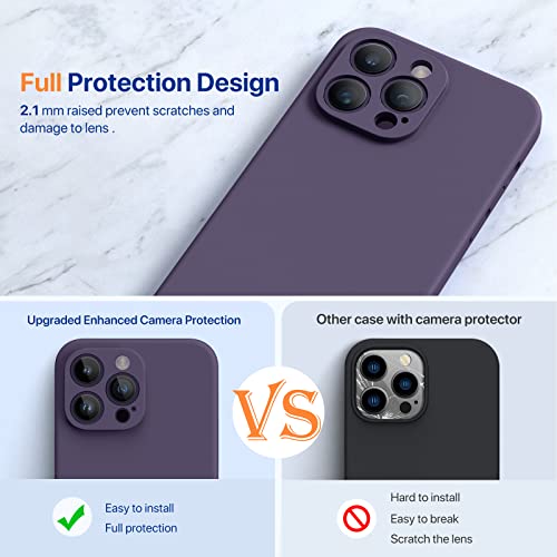 Miracase Designed for iPhone 14 Pro Max Case, with 2 Pack Screen Protectors,[Upgraded Enhanced Camera Protection],Shockproof Liquid Silicone Case with Microfiber Lining,6.7 inch(Dark Purple)