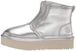 UGG Women's Neumel Platform Zip Shine Fashion Boot, Silver Metallic, 8