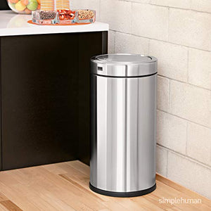 simplehuman 55 Liter / 14.5 Gallon Commercial Swing Top Trash Can, ADA-Compliant, 11-20 Gallons, Brushed Stainless Steel