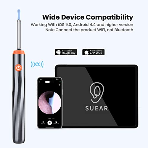 Ear Wax Removal - Wireless Ear Cleaner with 5MP HD Camera, Ear Endoscope with Lights, Ear Wax Removal Tool with 8 Cleaning Kit - Ear Wax Camera for iOS & Android Phones