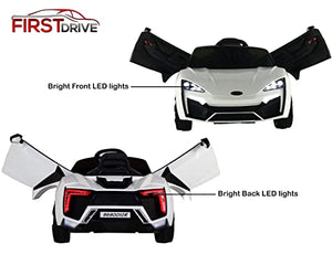 First Drive Lykan Hypersport Style Ride On Electric Car - 12v Power Motorized Kids Cars-White