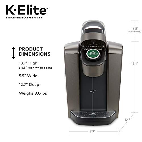 Keurig K-Elite Single-Serve K-Cup Pod Coffee Maker, Brushed Slate, 12 oz. Brew Size