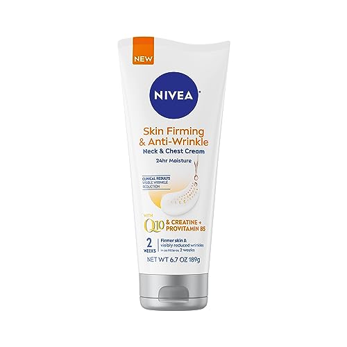 Nivea Skin Firming and Anti Wrinkle Neck and Chest Cream, 24-Hour Moisturizing Body Cream Reduces the Look of Fine Lines and Wrinkles, 6.7 Oz Tube