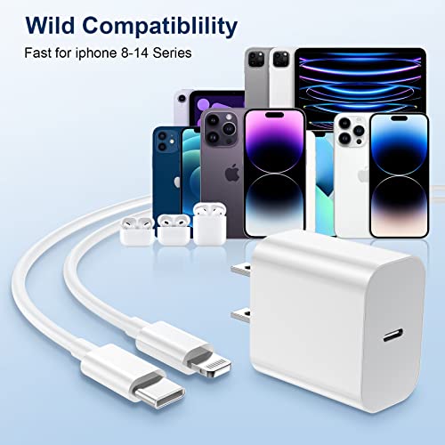 Fast Charger iPhone，[Apple MFi Certified] 20W PD USB C Wall Charger 4 Pack with 6FT Fast Charging Cable - Fast Charger for iPhone 14/14 Pro Max/13/13 Pro/12/12 Pro/11/11 Pro/XS, iPad