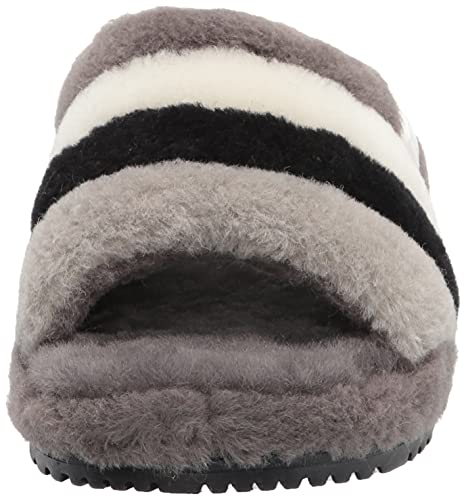 UGG Men's Fluff You Stripes Slipper, Dark Grey Multi, 9