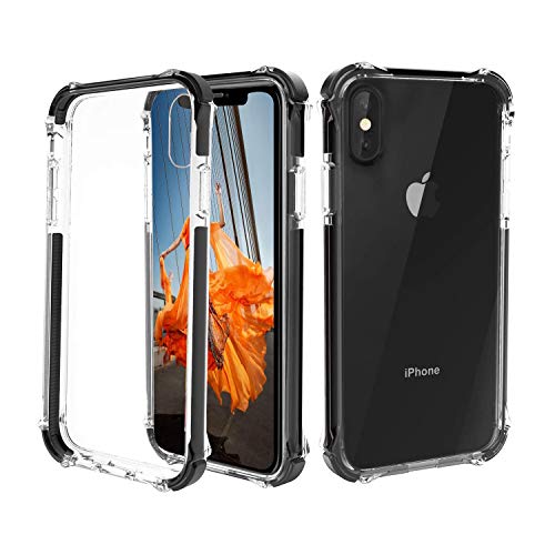 GPFILE Clear iPhone Xs Case, iPhone X/XS Protective Case Cover [4 Reinforced Corners] Shockproof Case with Air Cushion Bumper for iPhone X/XS 5.8" 2018 Clear-Black