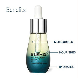 ELEMIS Pro-Collagen Marine Oil | Ultra Lightweight Anti-Wrinkle Daily Face Oil Deeply Moisturizes, Nourishes, and Hydrates for a Youthful Look | 15 mL