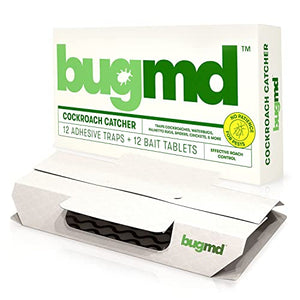 BugMD Indoor Cockroach Killer & Roach Trap - Sticky Insect, Spider, Cricket Control for Home - Glue Traps Pest Defense, 12 Pack Sticky Bug Solution