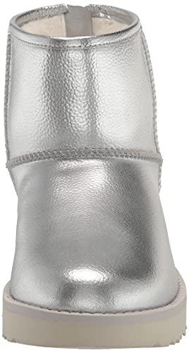 UGG Women's Classic Mini Logo Zip Shine Fashion Boot, Silver Metallic, 8