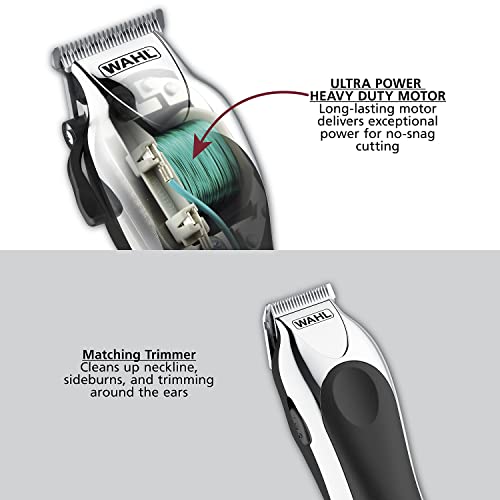 Wahl Clipper Deluxe Chrome Pro, Complete Hair and Beard Clipping and Trimming Kit, Includes Quality Clipper with Guide Combs, Cordless Trimmer, Styling Shears, for a Cut Every Time - Model 79524-5201