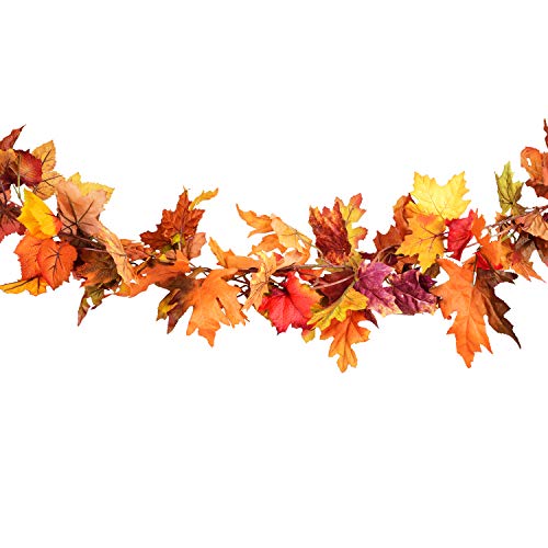 DearHouse 2 Pack Fall Garland Maple Leaf, 5.9Ft/Piece Hanging Vine Garland Artificial Autumn Foliage Garland Thanksgiving Decor for Home Wedding Fireplace Party Christmas