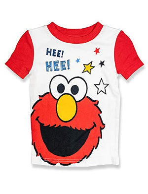 Sesame Street Elmo Pajamas, Toddler 2 Piece Pajama Set with Slippers, 100% Cotton, Toddler Size 2T to 5T (Red, 3T)