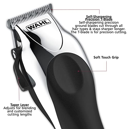 Wahl Clipper Deluxe Chrome Pro, Complete Hair and Beard Clipping and Trimming Kit, Includes Quality Clipper with Guide Combs, Cordless Trimmer, Styling Shears, for a Cut Every Time - Model 79524-5201